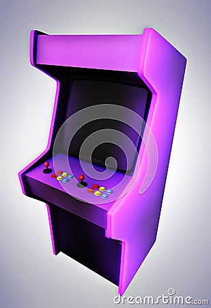 Arcade game machine, perspective view icon, 3D rendering template Stock Photo