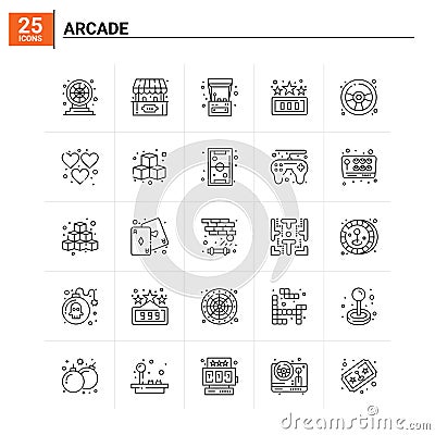 25 Arcade icon set. vector background Vector Illustration