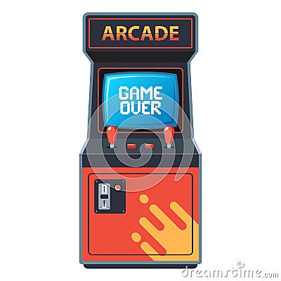 Arcade machine on a white background. game from 80s. Vector Illustration