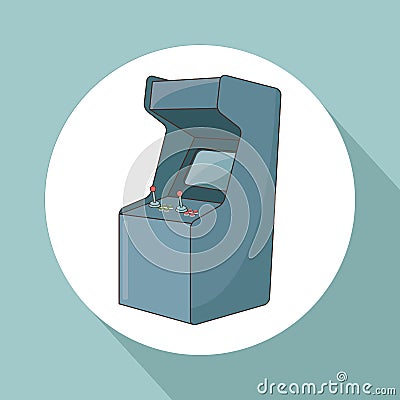 Arcade videogame round icon Vector Illustration