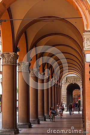 Arcades in Bologna city, Italy Editorial Stock Photo