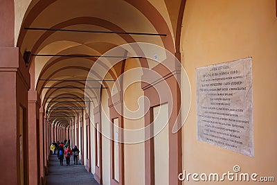 Arcades of bologna medieval metropolitan city via degli dei from bologna to san luca to florence Editorial Stock Photo