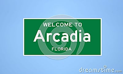 Arcadia, Florida city limit sign. Town sign from the USA. Stock Photo
