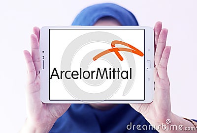 ArcelorMittal steel manufacturing company logo Editorial Stock Photo