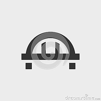 Arch bridge. Simple vector black and white icon Vector Illustration