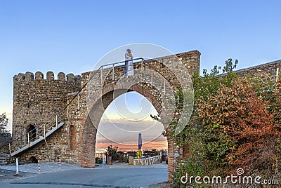 Arch in city wall, Signagi, Georgia Stock Photo