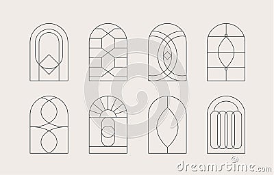 Arch collection with geometric,curve.Vector illustration for icon,sticker,printable and tattoo Vector Illustration