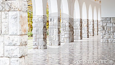 Arch corridor made of stones Stock Photo