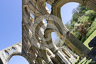 Arch details at abbey ruins Stock Photo