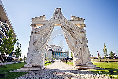 Arch Entrance to Budapest National Theater Stock Photo