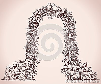 Arch of flowers. Vector sketch Stock Photo