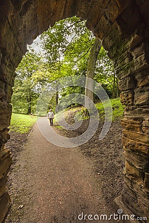 Arch and garden path at Nostell Priory Stock Photo