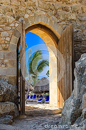 Arch open door fortress Stock Photo