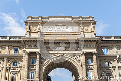 Arch at Piazza della Repubblica in Florence, Italy Stock Photo