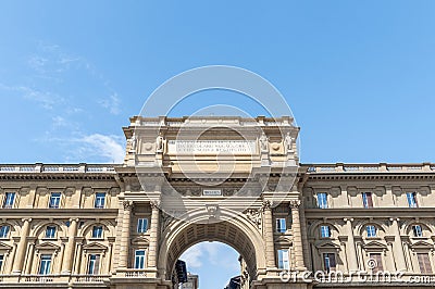 Arch at Piazza della Repubblica in Florence, Italy Stock Photo