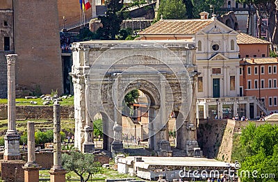 Arch of Septimius Severus at the Roman Forum, Rome Editorial Stock Photo