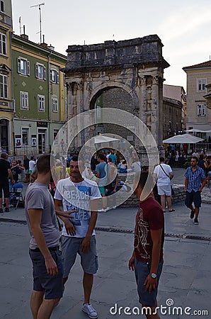 Arch of the Sergi, Pula, Croatia Editorial Stock Photo