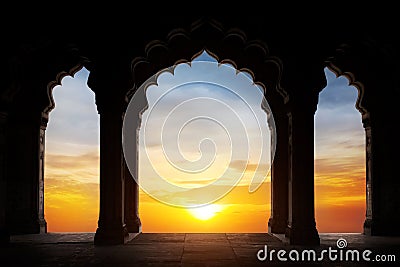 Arch silhouette at sunset Stock Photo