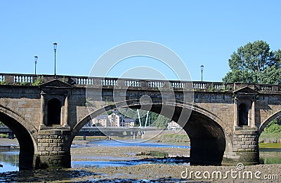 Through arch Skerton Bridge River Lune Lancaster Stock Photo