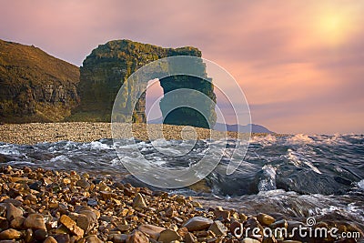 Arch of Steller. Massive stone arch Stock Photo