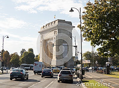 The Arch Of Triumph - 26m granite arch built in memory of WWI troops, with internal stairs for city views on the Arc de Triomphe S Editorial Stock Photo
