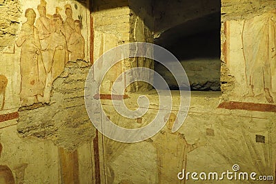 Archaeological Complex of the Roman Houses of Caelium Hill in Rome, Italy Editorial Stock Photo