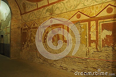 Archaeological Complex of the Roman Houses of Caelium Hill in Rome, Italy Editorial Stock Photo
