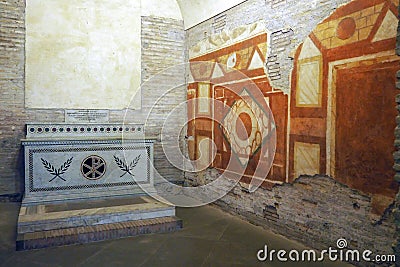 Archaeological Complex of the Roman Houses of Caelium Hill in Rome, Italy Editorial Stock Photo