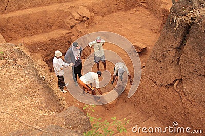 Archaeological excavation group Editorial Stock Photo