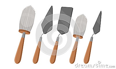 Archaeological Excavation Tools Collection, Trowels and Brushes Cartoon Vector Illustration Vector Illustration