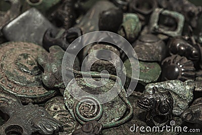 Ancient Scythian bronze objects of the Scythians Stock Photo