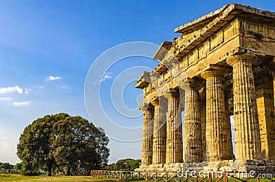 Archaeological site of Paestum , Temple of Neptune Stock Photo