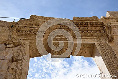 Archaeological site of the Temple of Bacchus and the Temple of Jupiter in Baalbek, Lebanon Editorial Stock Photo