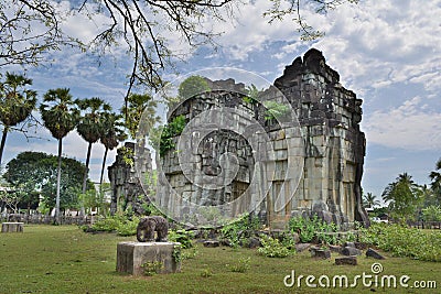 Archaeological site of Vat Phou Champasak thad sam pang Stock Photo