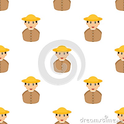 Archaeologist Avatar Icon Seamless Pattern Vector Illustration