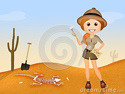 Archaeologist Cartoon Illustration