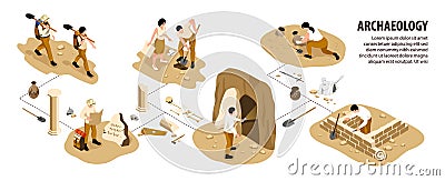 Archaeology Infographic Set Vector Illustration