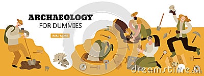 Archaeology Web Header Vector Illustration