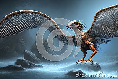 Archaeopteryx Dinosaur, Generative AI Illustration Stock Photo