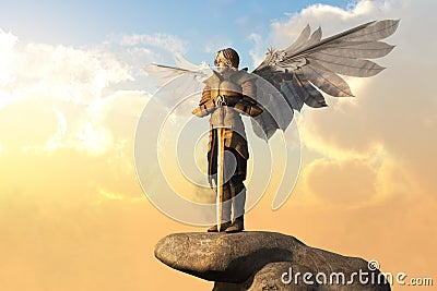 Archangel with Armor and Sword Stock Photo