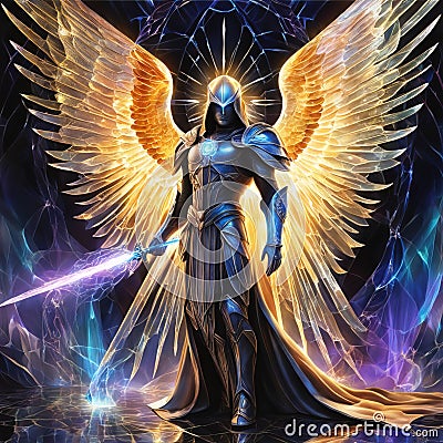 Archangel Azrael dark, cinematic painting art Cartoon Illustration