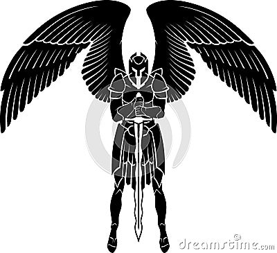 Archangel Guarding Isolated Illustration Vector Illustration