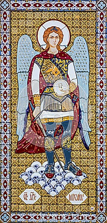 Archangel Michail. Orthodox icon in Kiev Pechersk Lavra monastery Editorial Stock Photo
