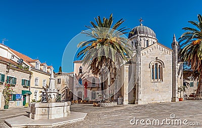 Archangel Michale orthodox church in the Old Town in Herceg Novi, Montenegro Editorial Stock Photo