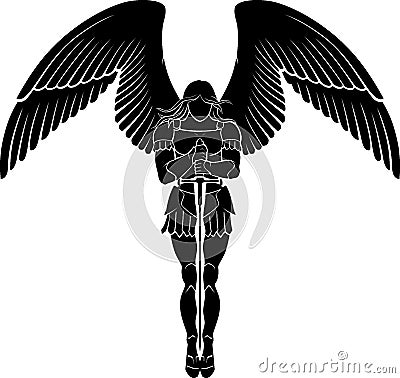 Archangel Sword Meditate Vector Illustration