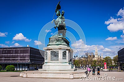 Archduke Charles of Austria monument in Vienna Editorial Stock Photo