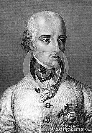 Archduke Charles, Duke of Teschen Editorial Stock Photo