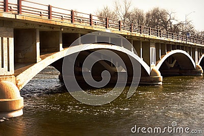 Arched Bridge over Fox River Stock Photo