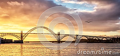 Arched bridge at sunset Stock Photo