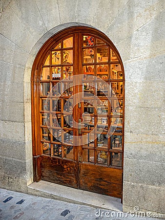 Arched bright colored doors Stock Photo